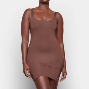NWT SKIMS Swim Tank Dress, Cocoa, Size Extra Small